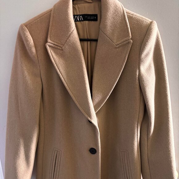 Women's Zara Soft Coat Size S Taupe Brown New Without Tags - Picture 3 of 9